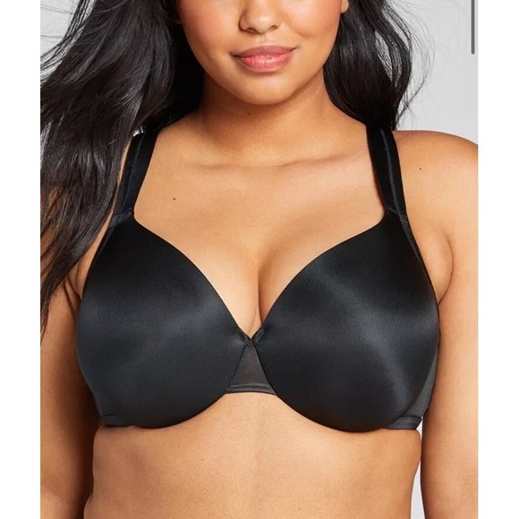 Cacique Other - Cacique‎ Satin Full Coverage Underwire Bra  50DD Plus Size Lane Bryant Black